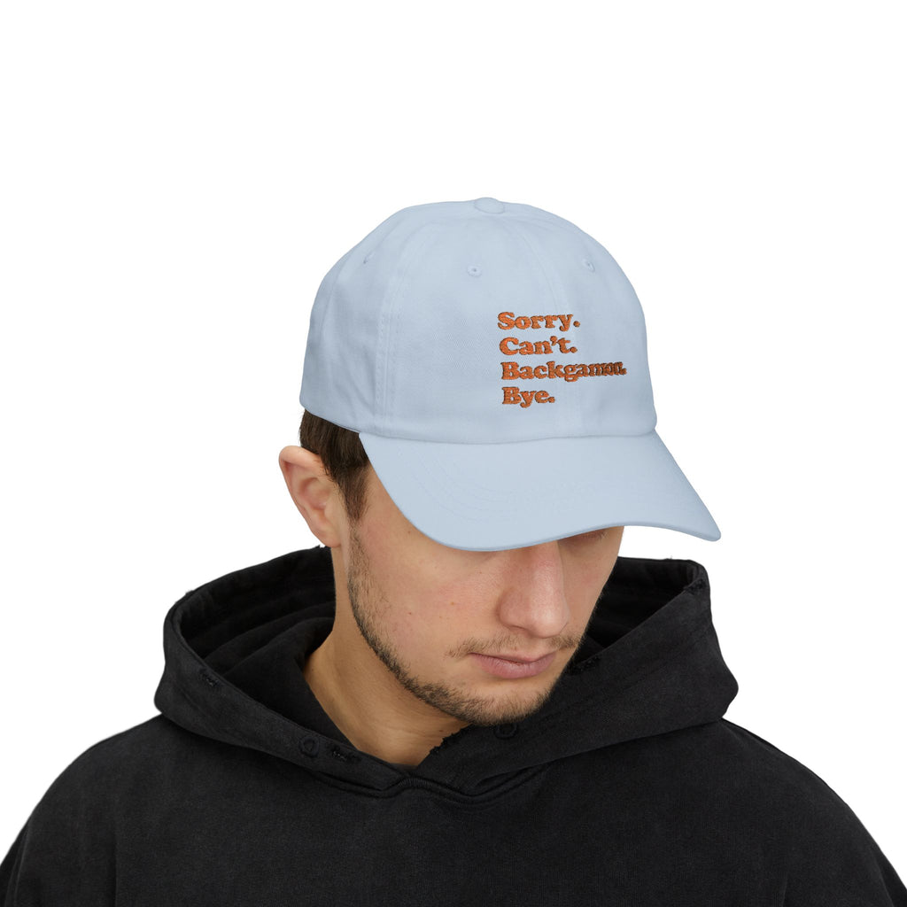 Sorry. Can't. Backgammon. Bye. Cap — Embroidered Baseball Hat