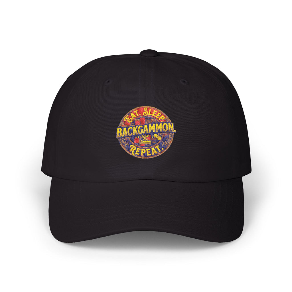 Eat. Sleep. Backgammon. Repeat. Cap — Embroidered Baseball Hat
