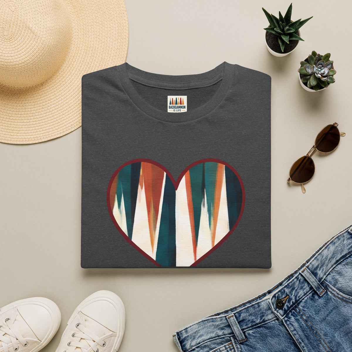 Backgammon Heart T-Shirt — "Kindness & Backgammon: Always a Good Move"