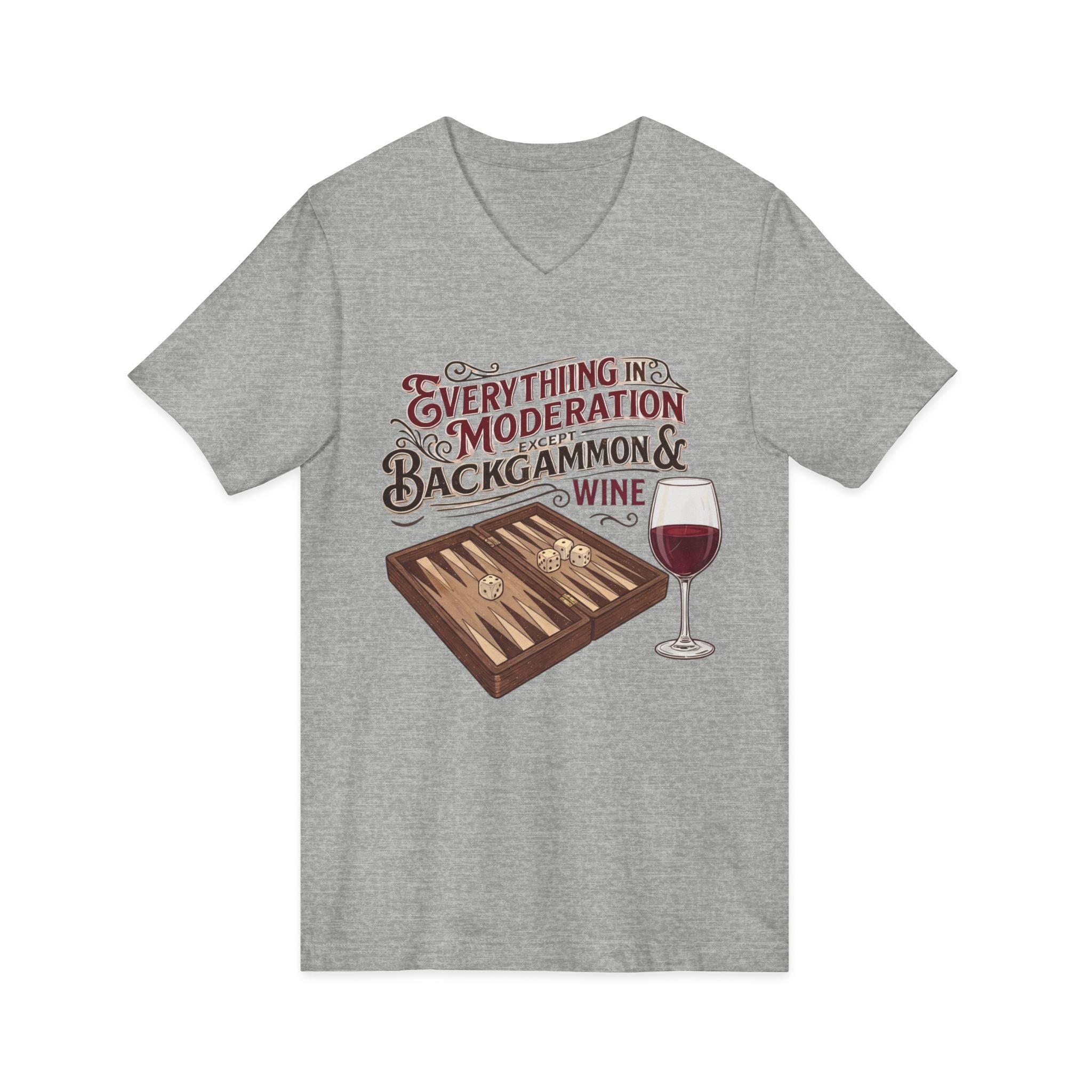 Everything in Moderation except backgammon and wine  V-Neck Tee