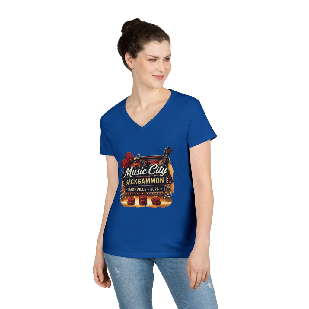 Music City Backgammon Nashville 2026 — Ladies' V-Neck T-Shirt