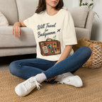 Backgammon Travel T-Shirt — "Will Travel for Backgammon" Vintage Suitcase Design