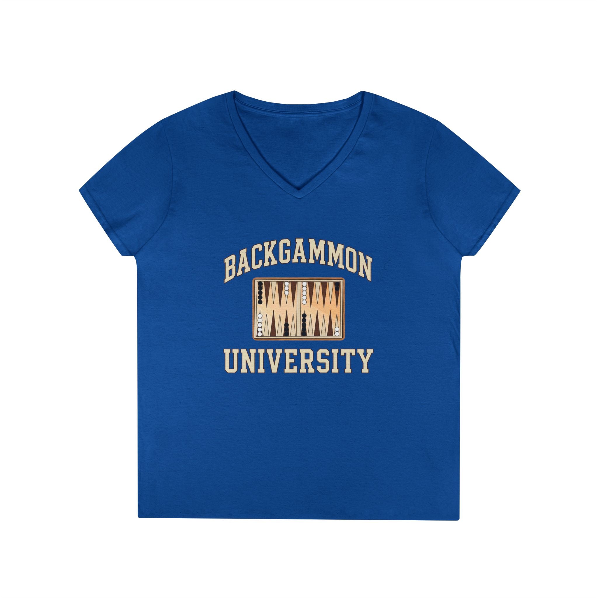 Backgammon University 2 Ladies' V-Neck T-Shirt — Backgammon Board Graphic Tee
