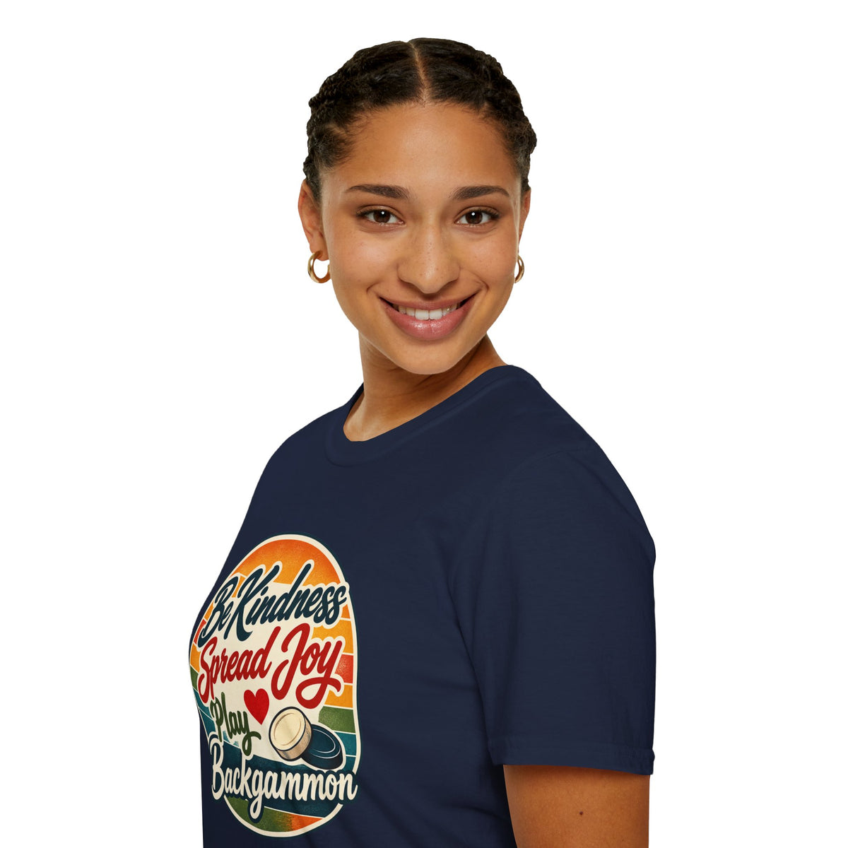 Backgammon T-Shirt — “Be Kindness Spread Joy Play Backgammon 2” Retro Graphic Tee