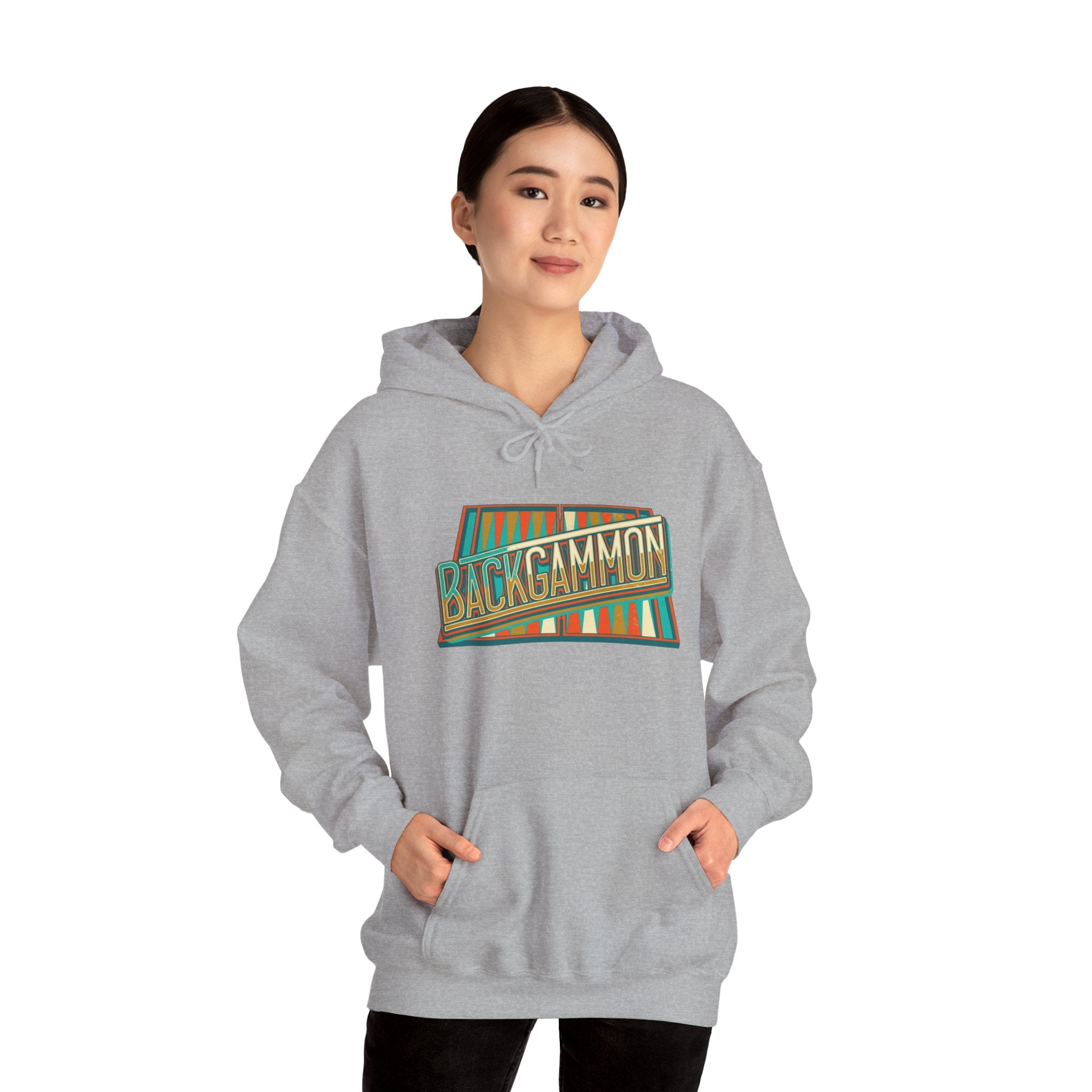 Backgammon Retro Unisex Heavy Blend™ Hooded Sweatshirt – Vintage Board Game Pullover for Players & Fans