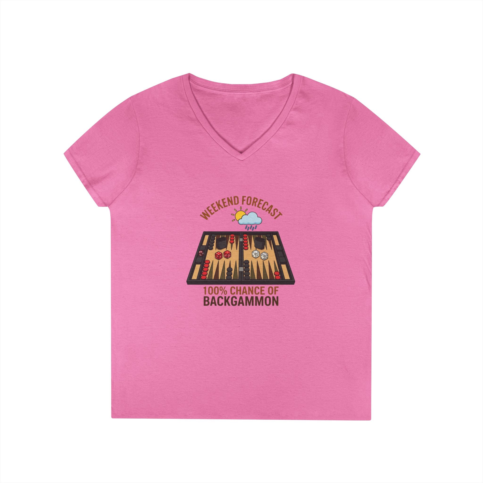 Weekend Forecast: 100% Chance of Backgammon Ladies' V-Neck T-Shirt