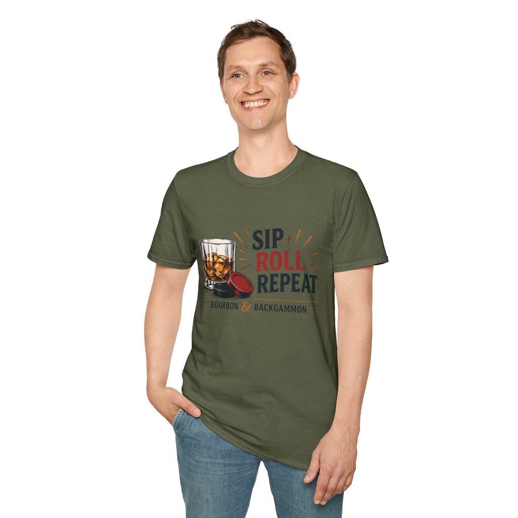 Sip Roll Repeat T-Shirt — Bourbon & Backgammon Tee
