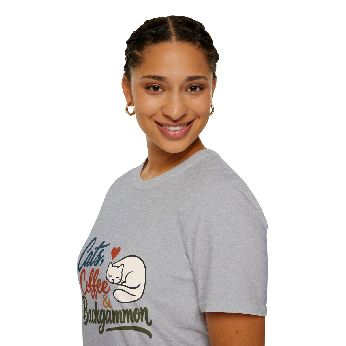 Cats, Coffee & Backgammon 2 T-Shirt — Retro Cat Lover Tee