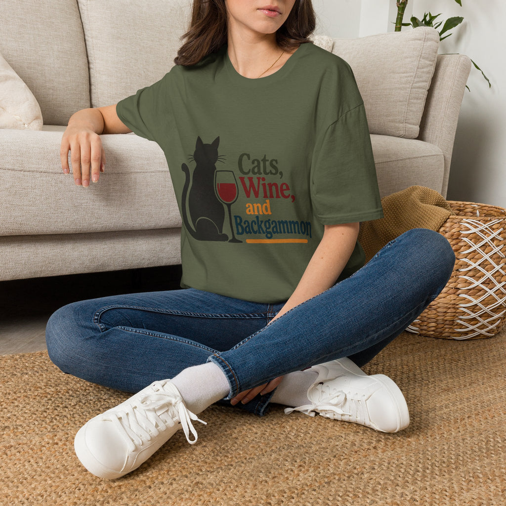 cats wine and backgammon 2 T-Shirt