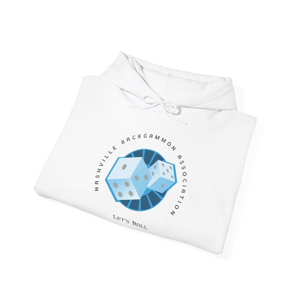 Nashville Backgammon Association Hoodie - 'Let's Roll' Blue Dice Graphic Gaming