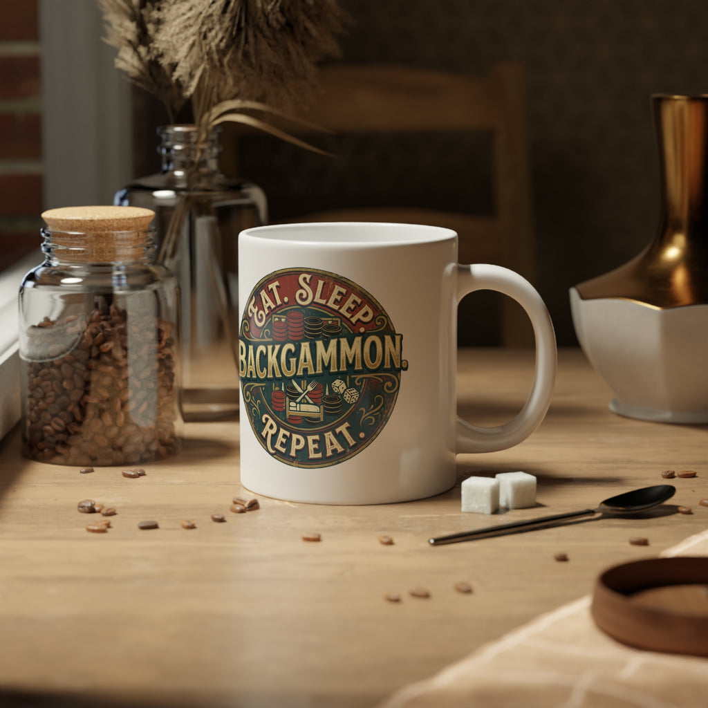 Eat. Sleep. Backgammon. Repeat. Jumbo Mug, 20oz