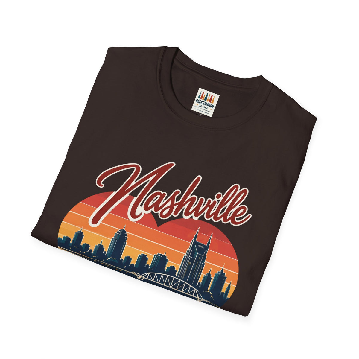 Nashville Backgammon T‑Shirt — Vintage Skyline Game Night Tee
