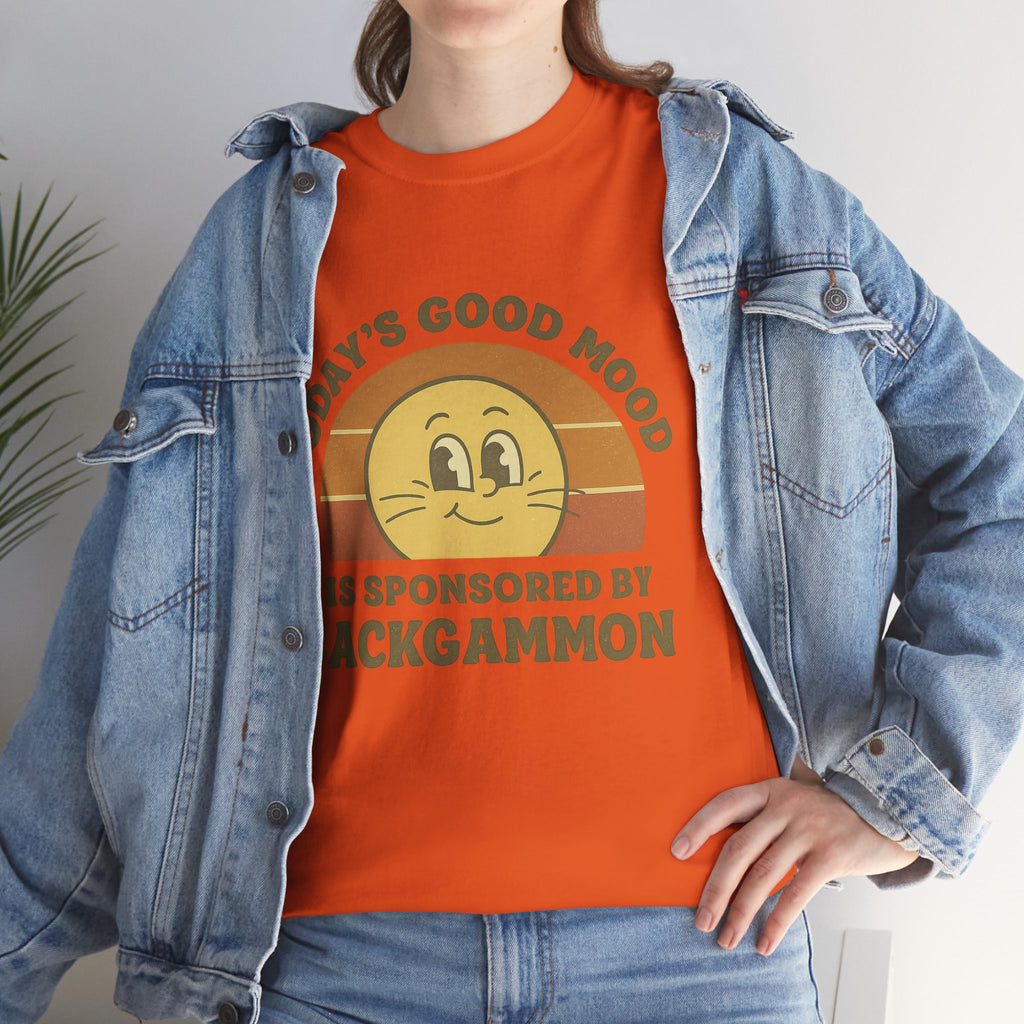 "Today’s Good Mood Is Sponsored by Backgammon" T-Shirt | Retro Smiley Tee