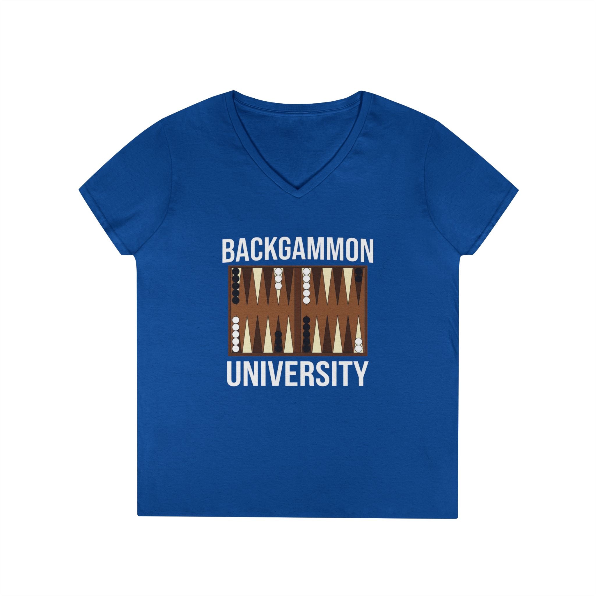 Backgammon University Ladies' V-Neck T-Shirt — Backgammon Board Graphic Tee