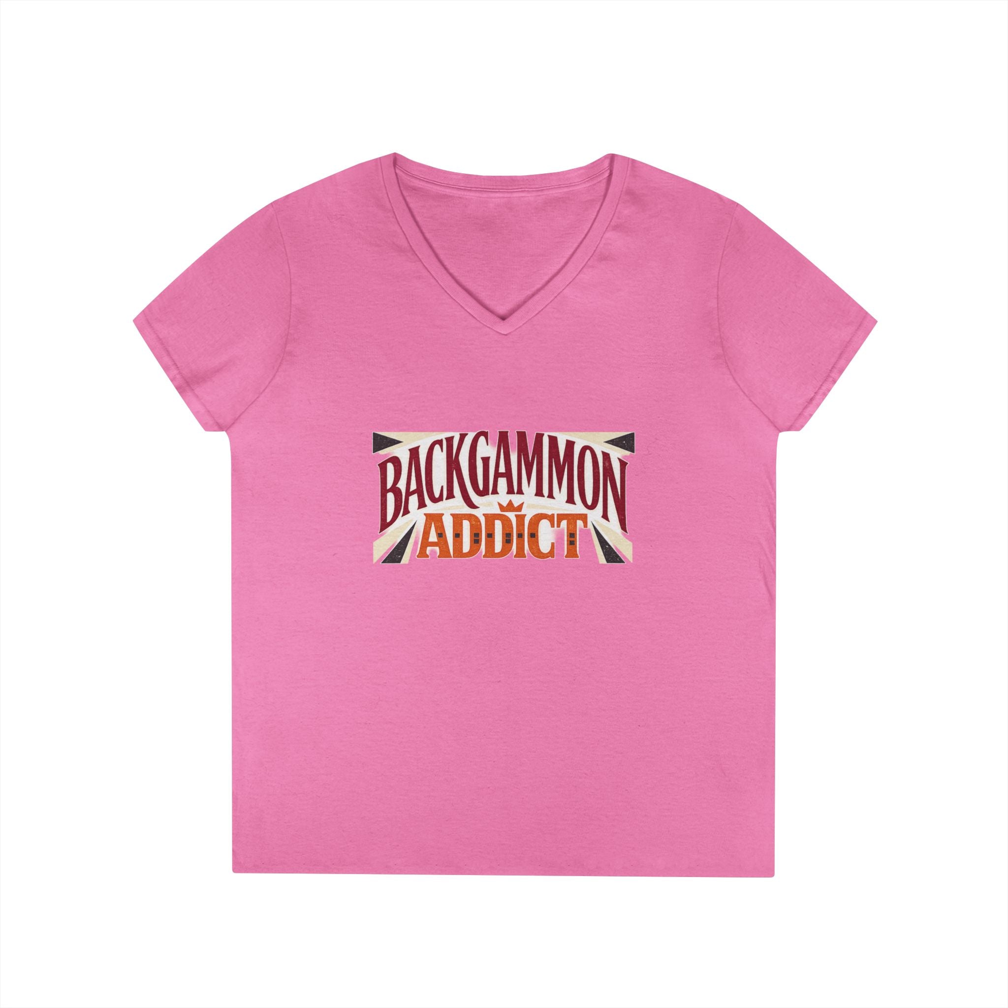 Backgammon Addict Ladies' V-Neck T-Shirt — Retro Game Lover Tee