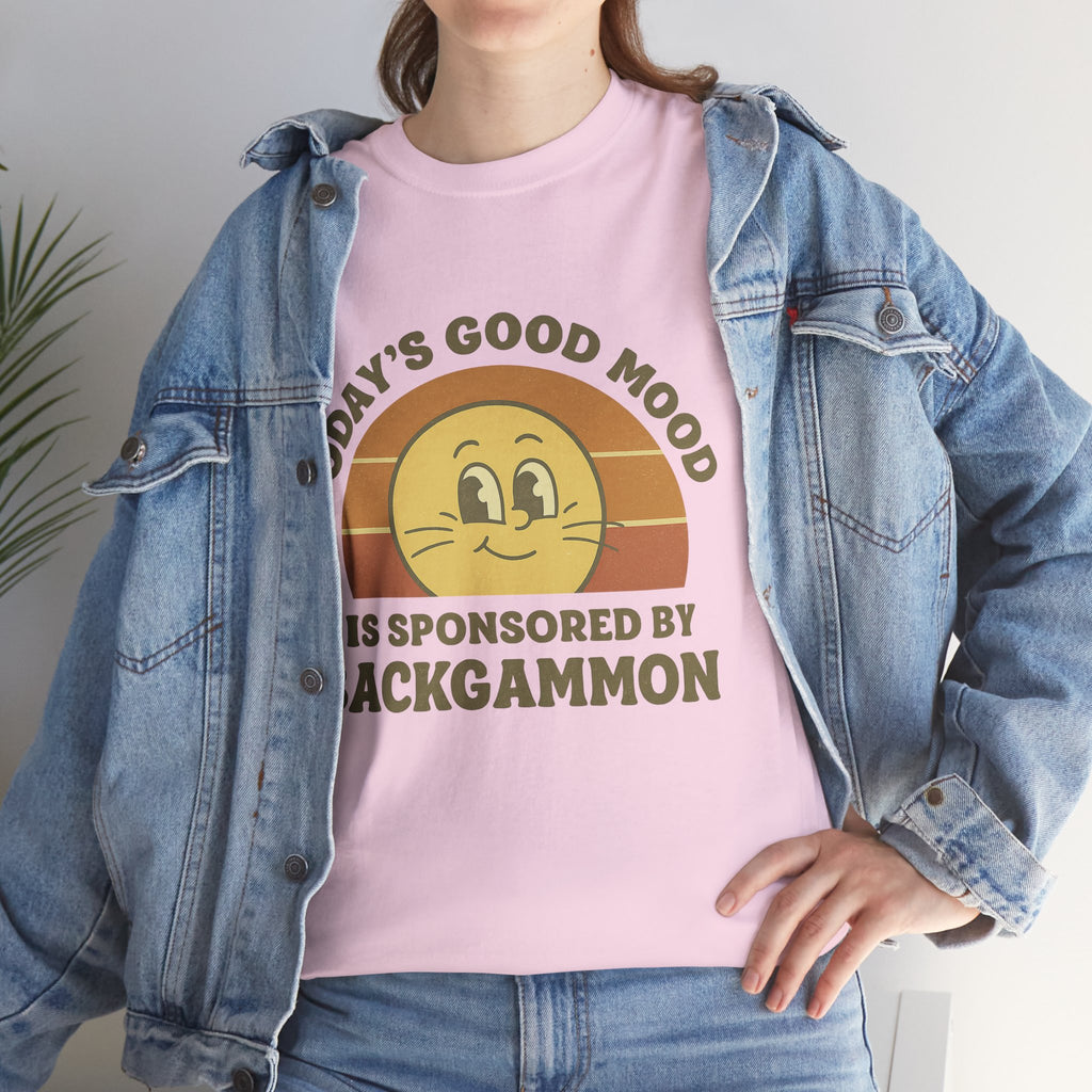 "Today’s Good Mood Is Sponsored by Backgammon" T-Shirt | Retro Smiley Tee
