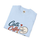 Cats, Coffee & Backgammon 2 T-Shirt — Retro Cat Lover Tee
