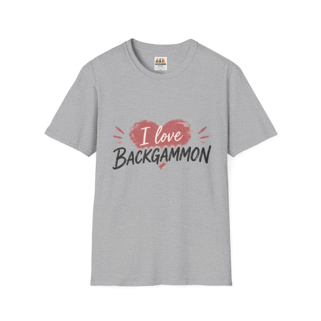 Backgammon Heart T-Shirt — "I Love Backgammon" Casual Tee