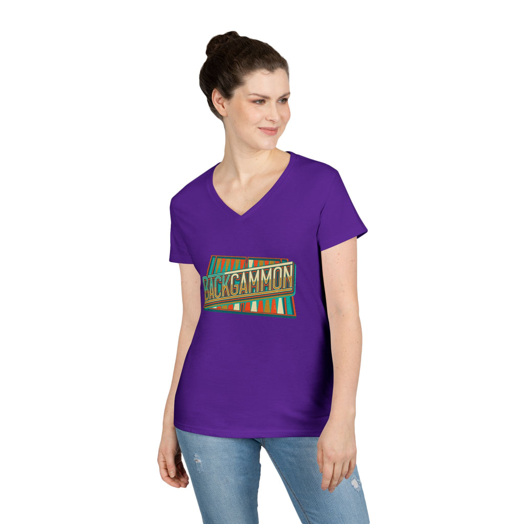 Backgammon Vintage Ladies' V-Neck T-Shirt — Retro Board Game Shirt for Women