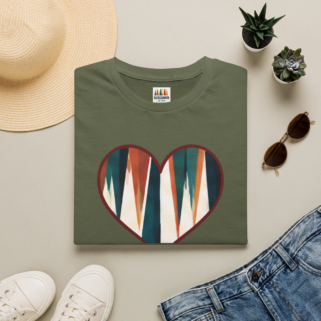 Backgammon Heart T-Shirt — "Kindness & Backgammon: Always a Good Move"