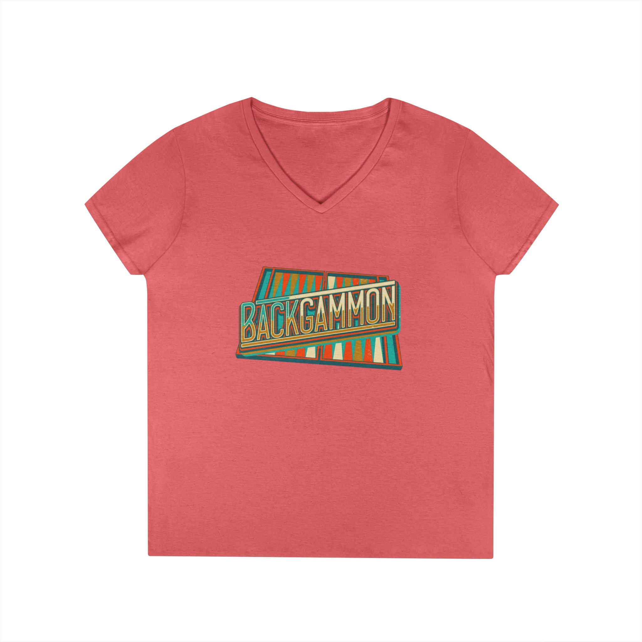 Backgammon Vintage Ladies' V-Neck T-Shirt — Retro Board Game Shirt for Women