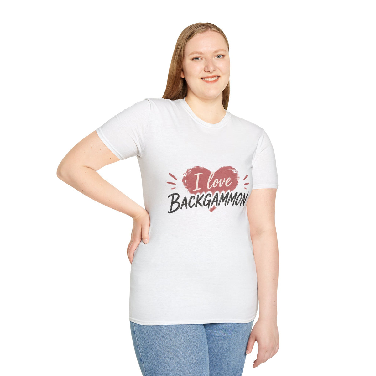 Backgammon Heart T-Shirt — "I Love Backgammon" Casual Tee