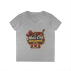 Music City Backgammon Open Ladies' V-Neck T-Shirt — Nashville Guitar & Dice Tournament Tee