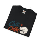 Cats, Coffee & Backgammon 2 T-Shirt — Retro Cat Lover Tee