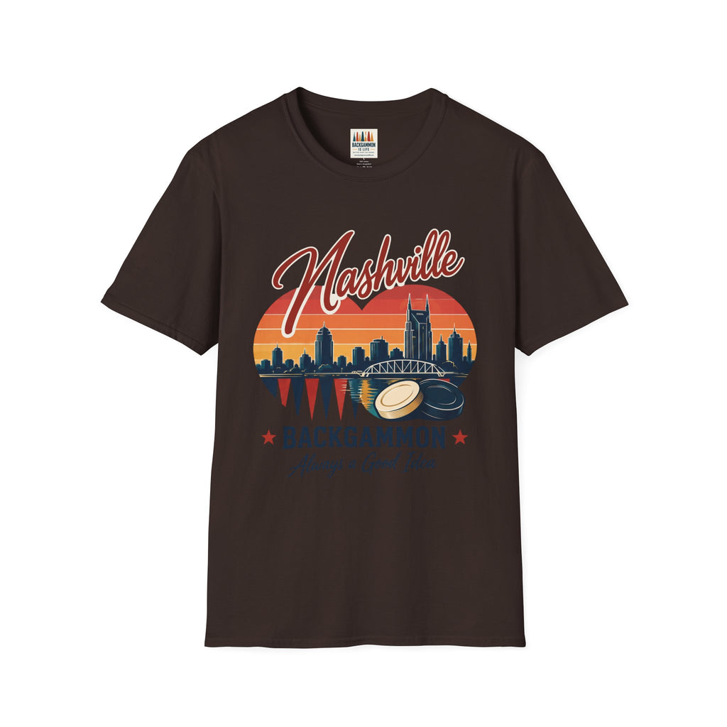 Nashville Backgammon T‑Shirt — Vintage Skyline Game Night Tee