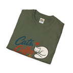 Cats, Coffee & Backgammon 2 T-Shirt — Retro Cat Lover Tee