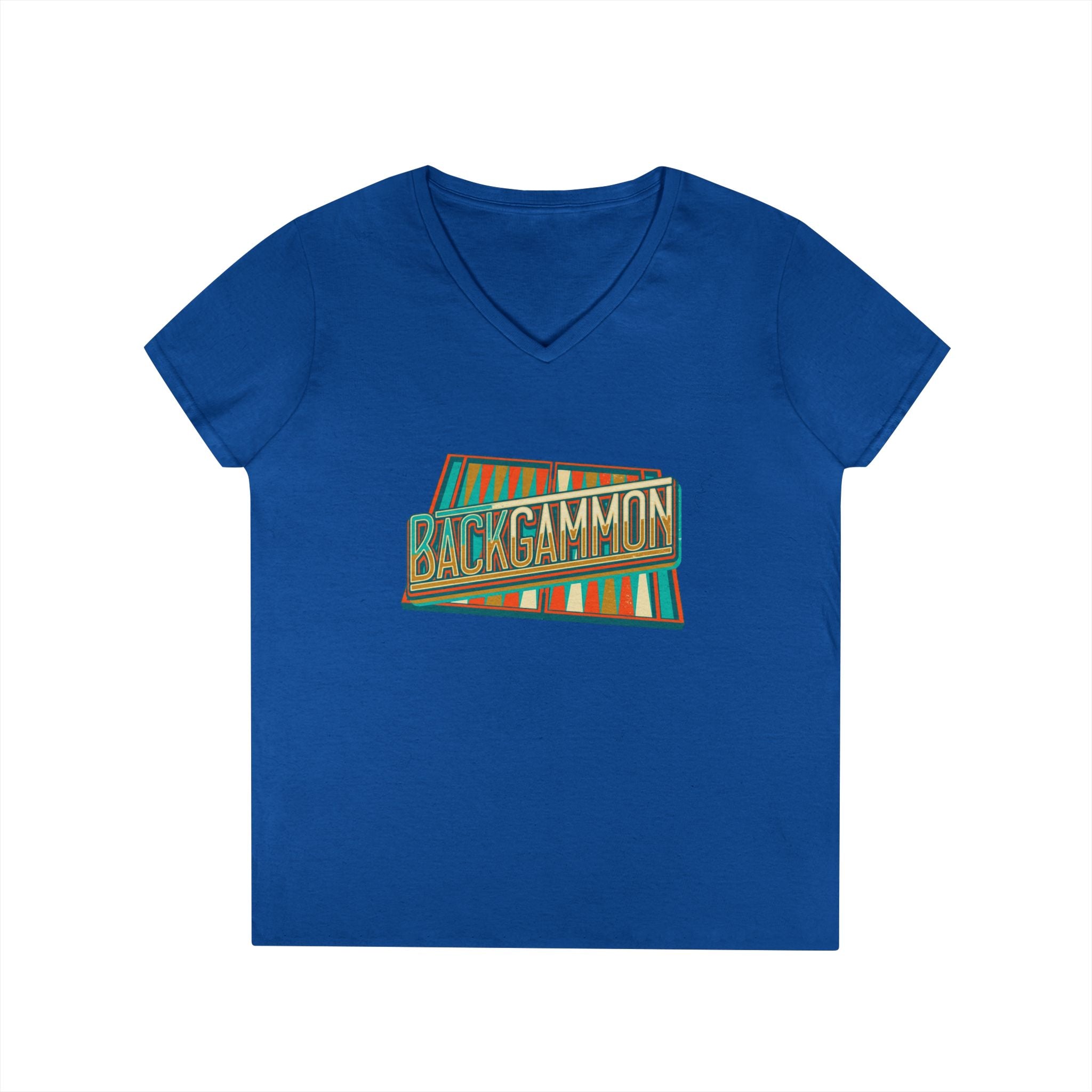 Backgammon Vintage Ladies' V-Neck T-Shirt — Retro Board Game Shirt for Women