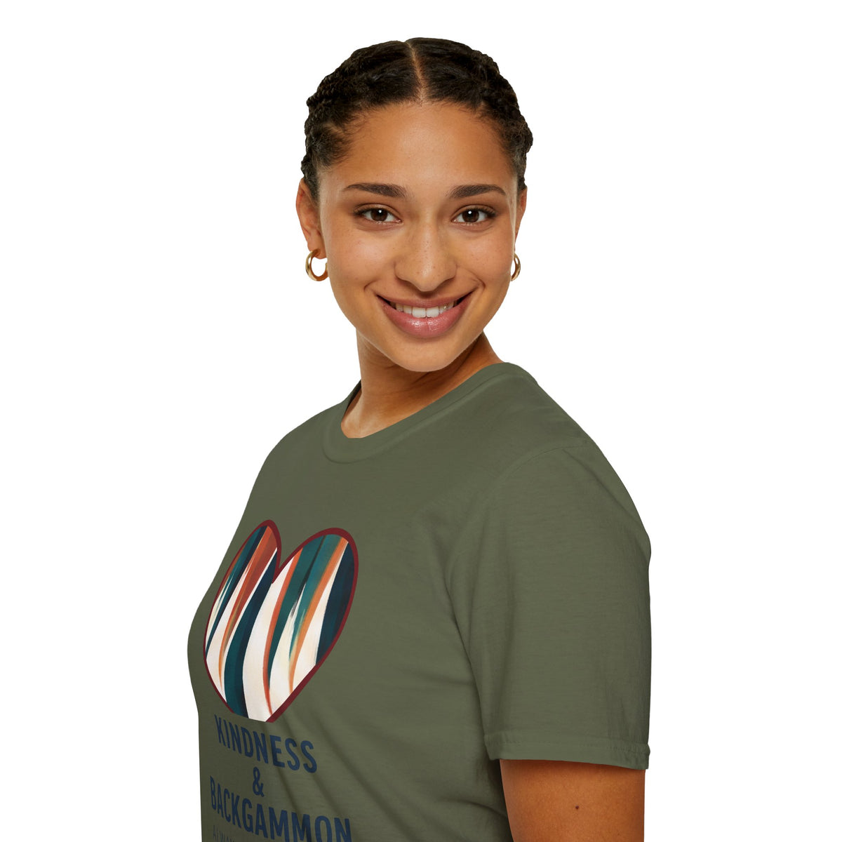 Backgammon Heart T-Shirt — "Kindness & Backgammon: Always a Good Move"