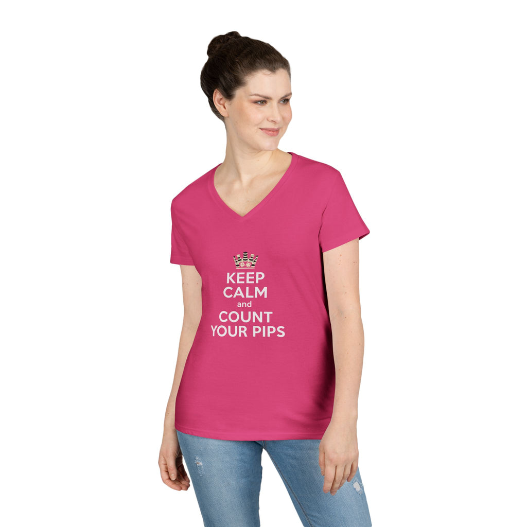 Keep Calm and Count Your Pips Ladies' V-Neck T-Shirt