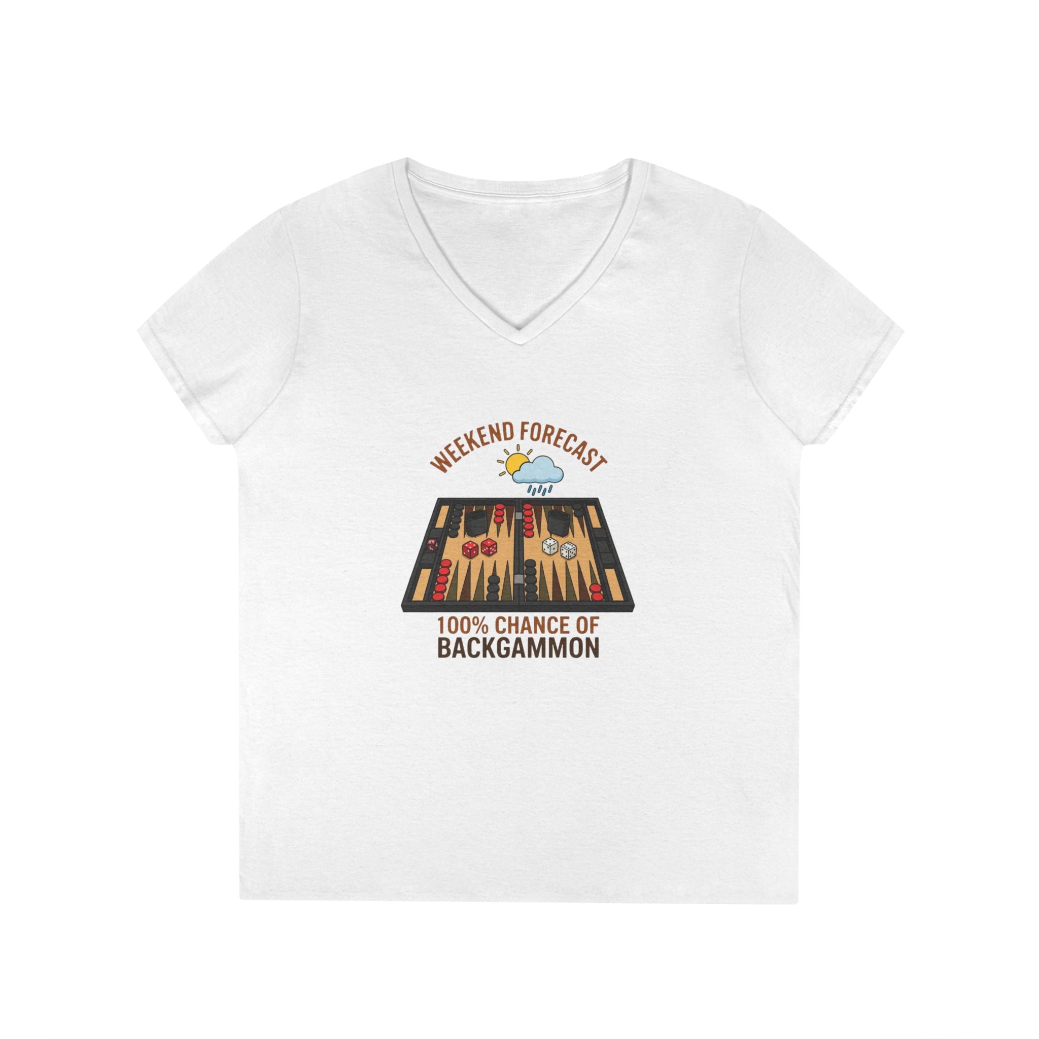 Weekend Forecast: 100% Chance of Backgammon Ladies' V-Neck T-Shirt