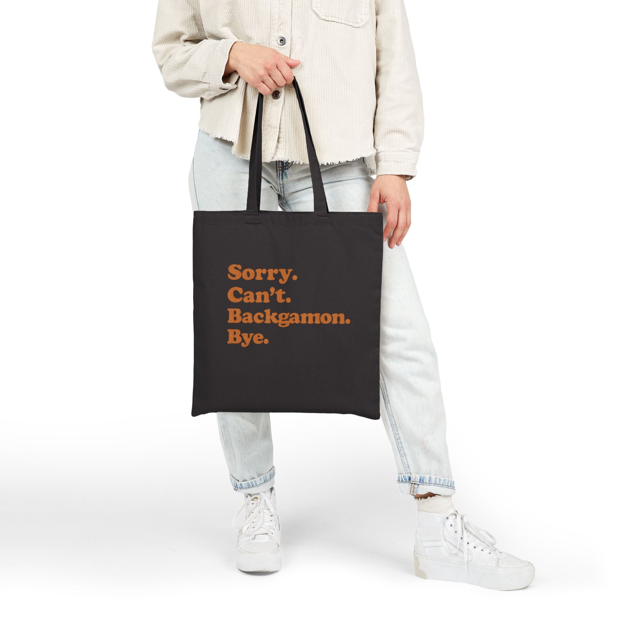 Sorry. Can't. Backgammon. Bye. Cotton Canvas Tote Bag