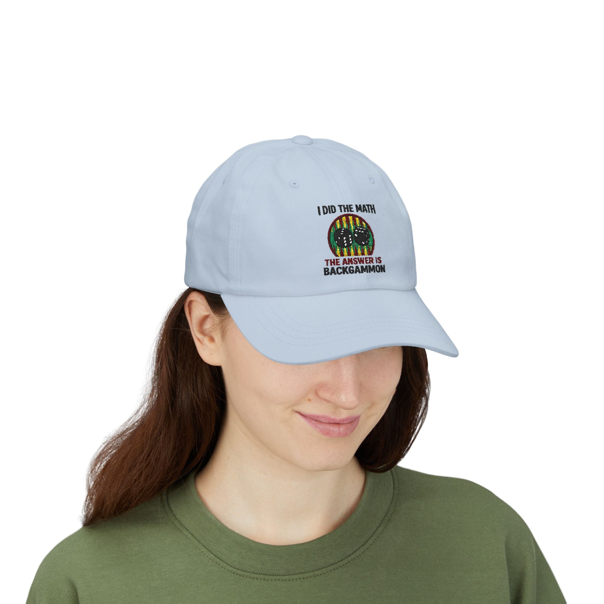 "I Did The Math, The Answer Is Backgammon" Embroidered Baseball Hat