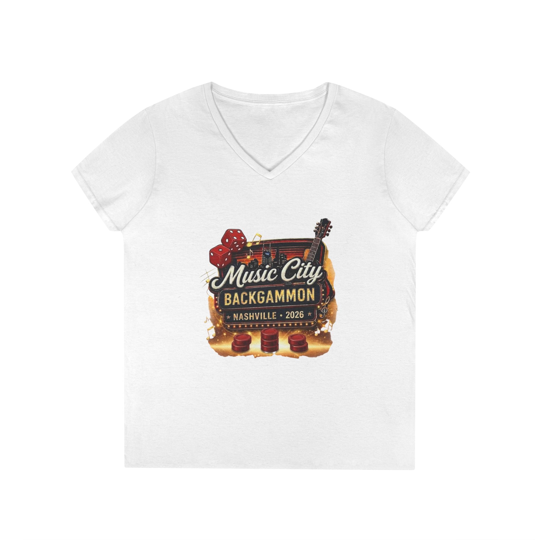 Music City Backgammon Nashville 2026 — Ladies' V-Neck T-Shirt