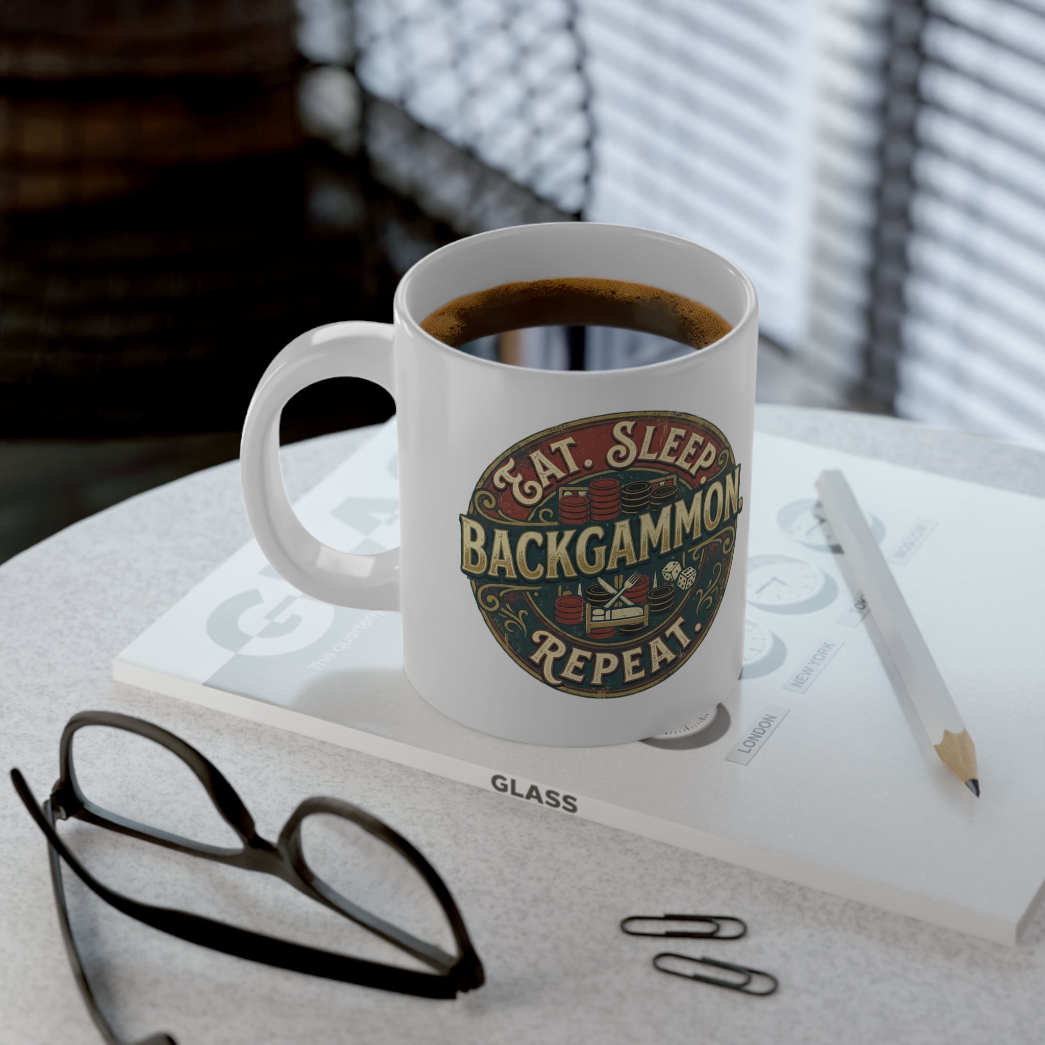 Eat. Sleep. Backgammon. Repeat. Jumbo Mug, 20oz