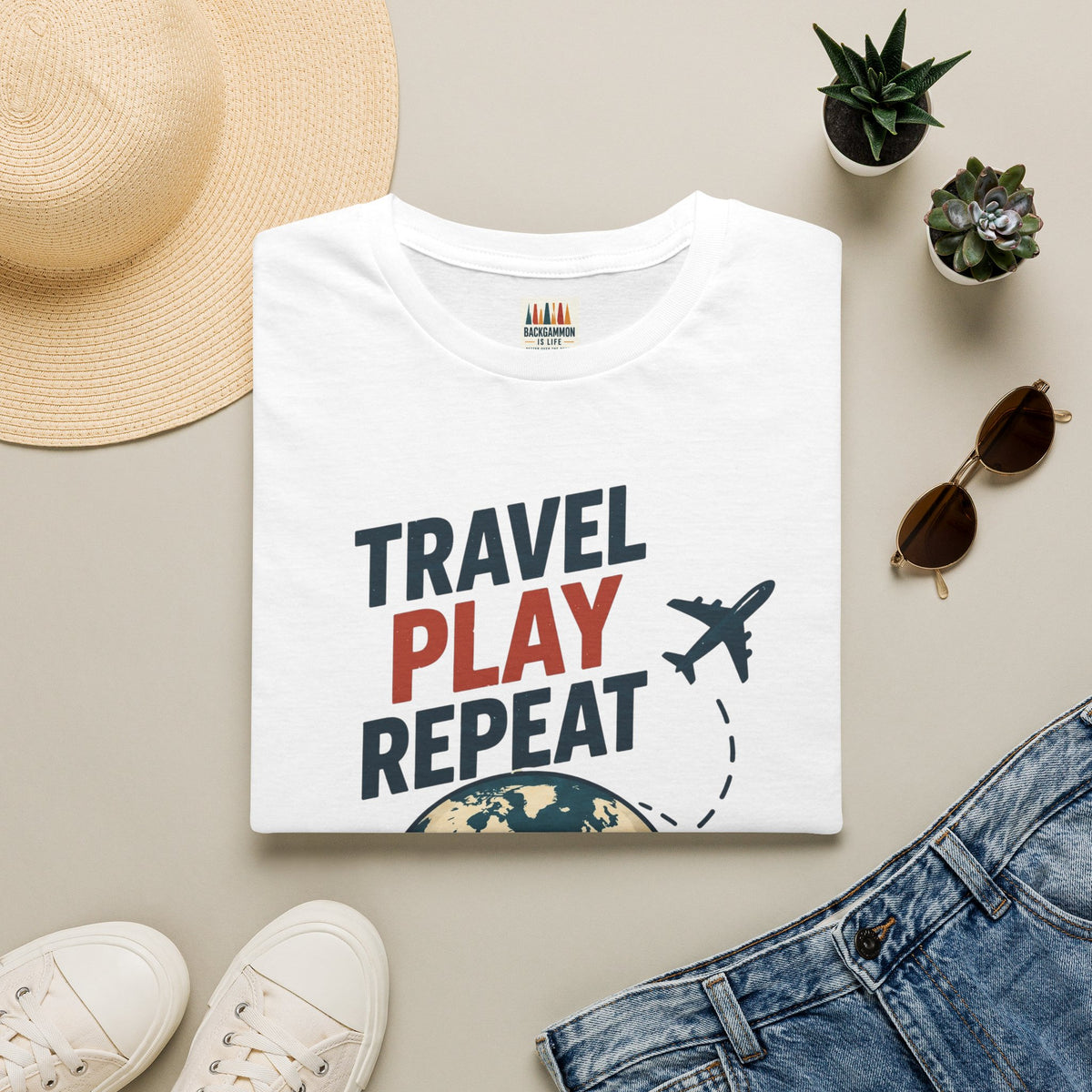 Travel Play Repeat T-Shirt – Backgammon