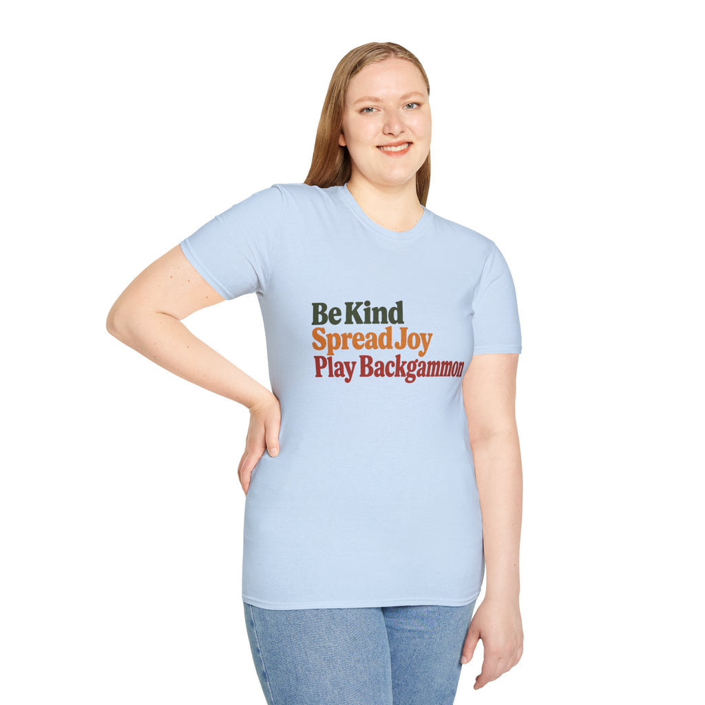 Backgammon T-Shirt — Be Kind Spread Joy Play Backgammon Tee