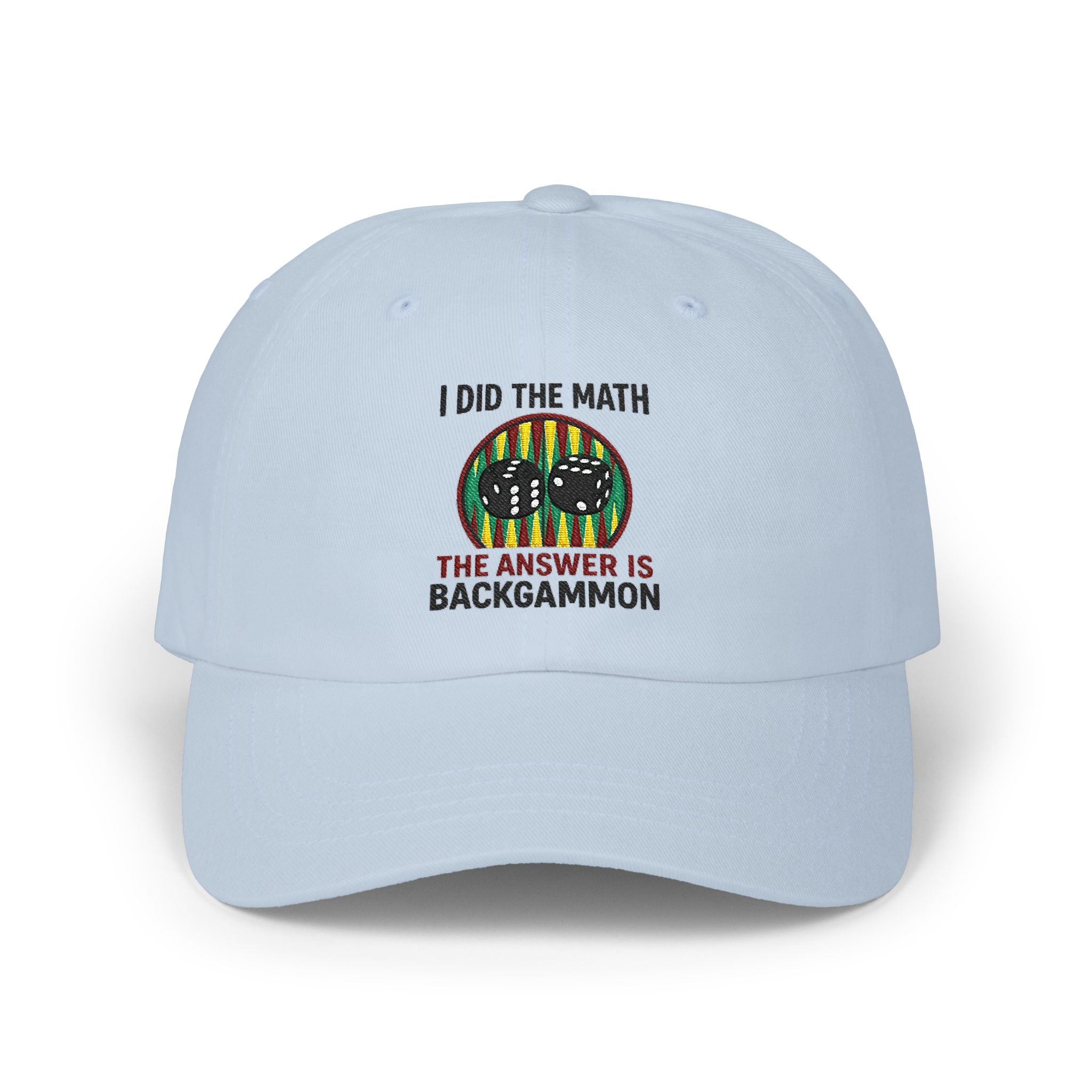 "I Did The Math, The Answer Is Backgammon" Embroidered Baseball Hat