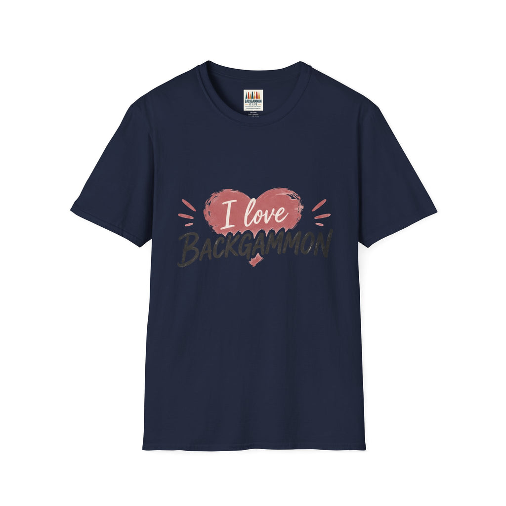 Backgammon Heart T-Shirt — "I Love Backgammon" Casual Tee