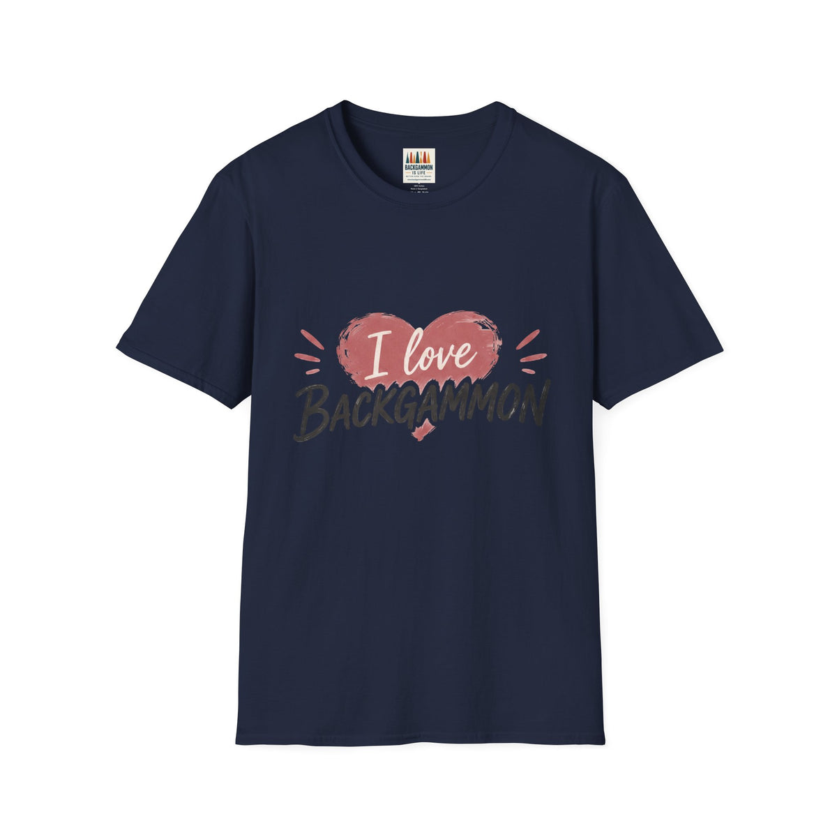 Backgammon Heart T-Shirt — "I Love Backgammon" Casual Tee