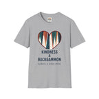 Backgammon Heart T-Shirt — "Kindness & Backgammon: Always a Good Move"