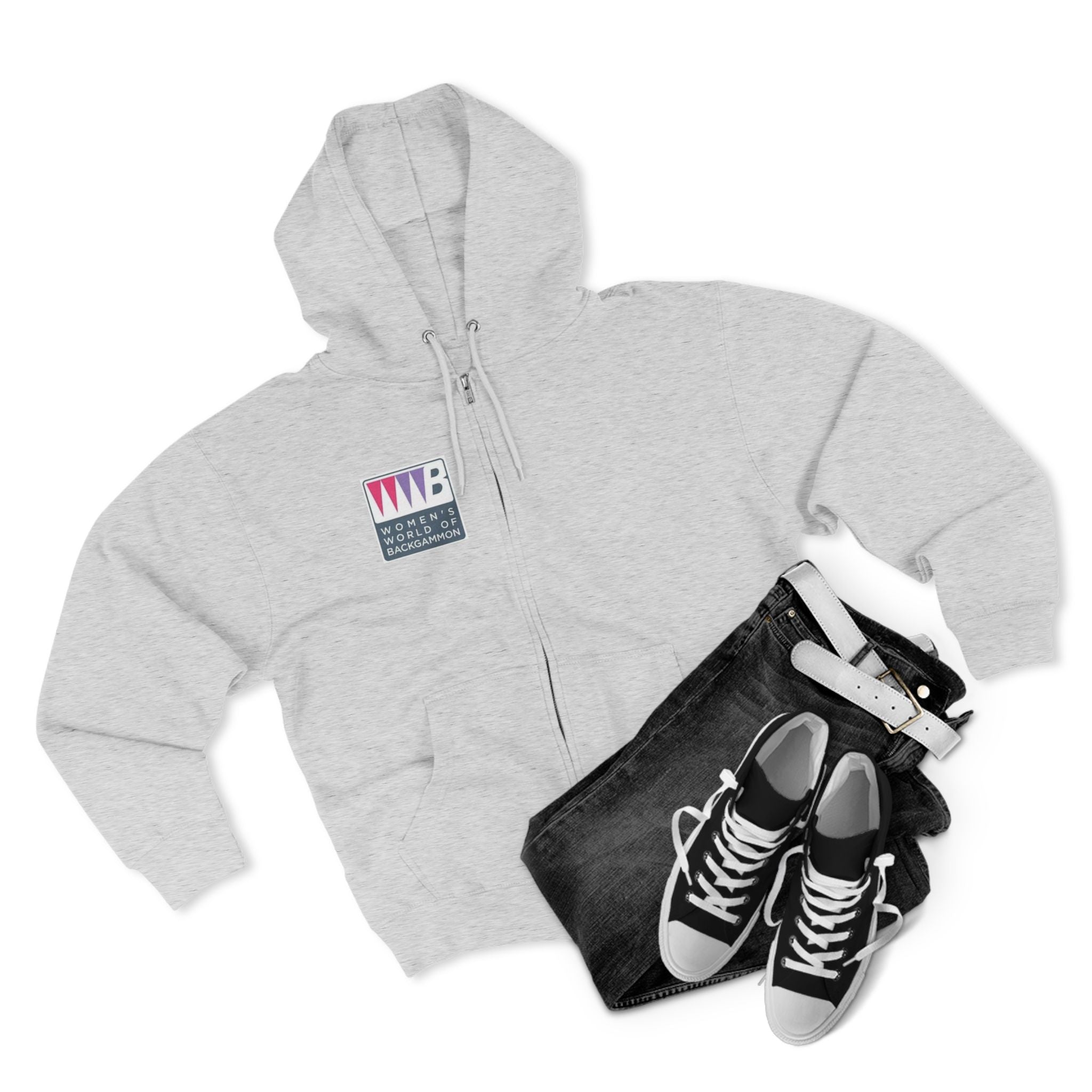 Women’s World of Backgammon Zip Hoodie — WWB Logo Zip-Up Hoodie for Players & Fans