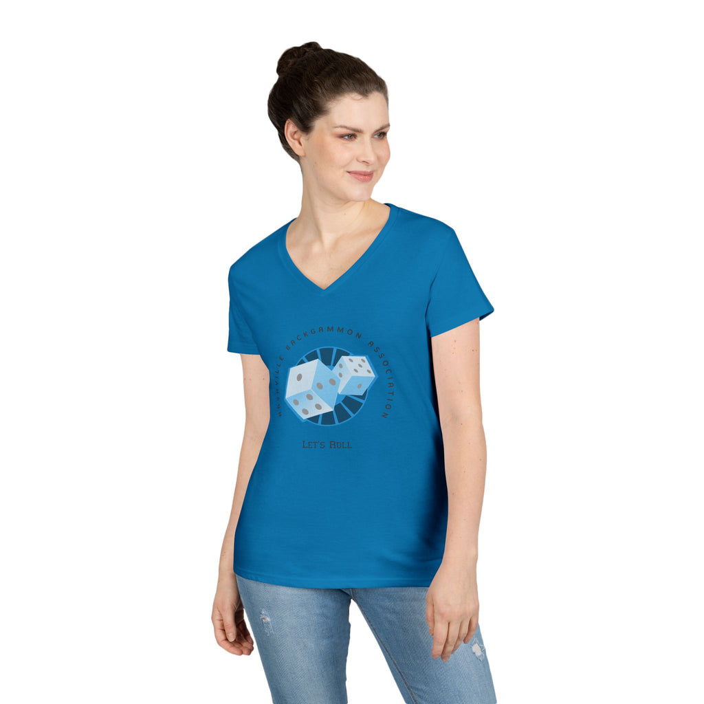Nashville Backgammon Association Ladies' V-Neck T-Shirt — 'Let's Roll'  Gaming Tee