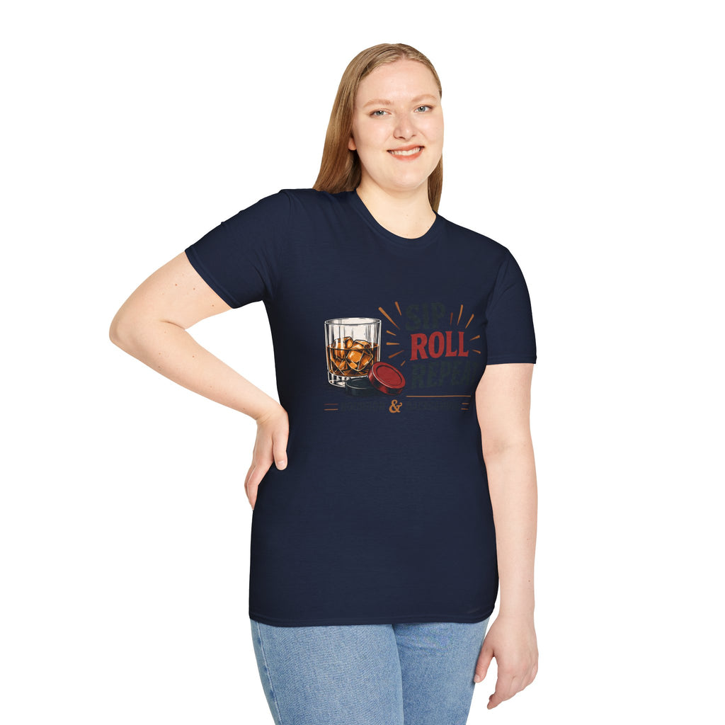 Sip Roll Repeat T-Shirt — Bourbon & Backgammon Tee