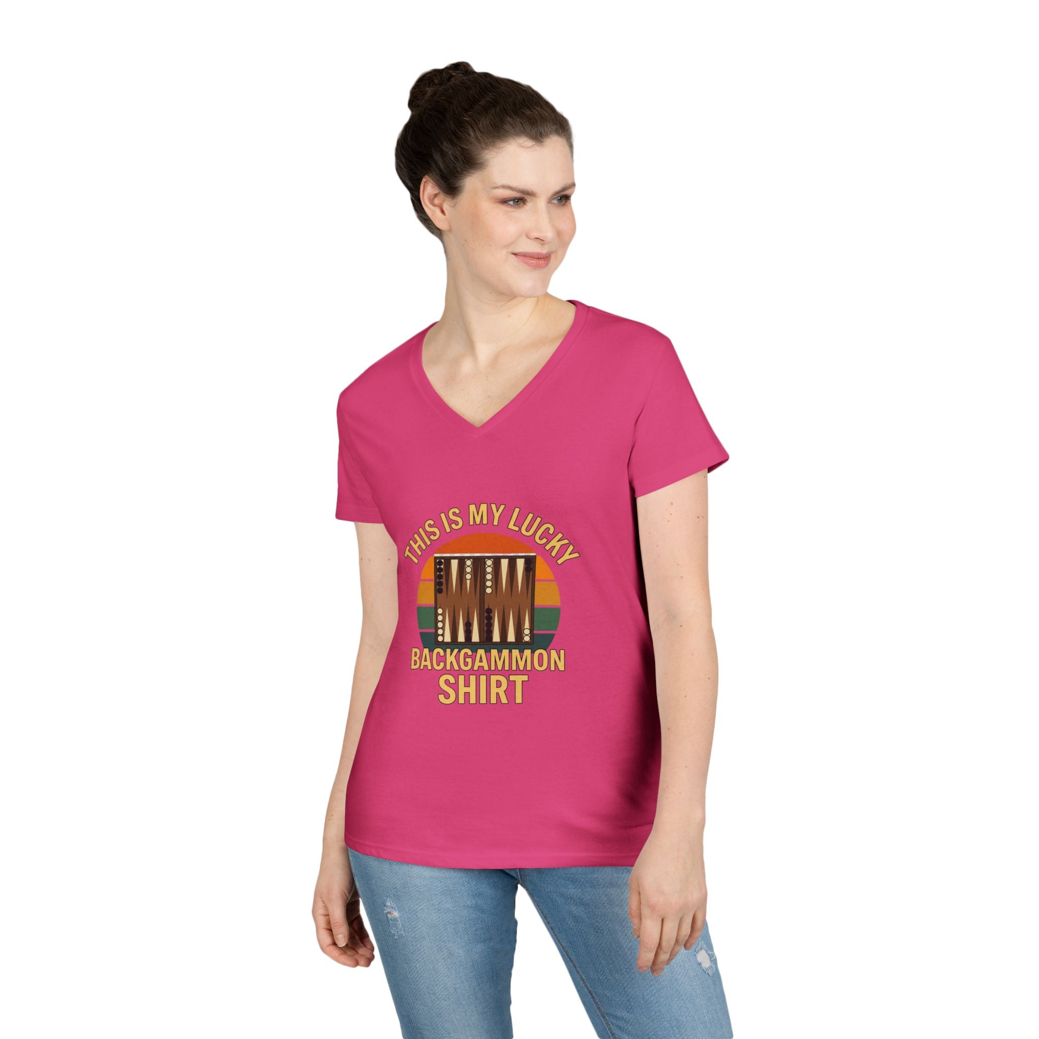 This Is My Lucky Backgammon Shirt Ladies' V-Neck T-Shirt