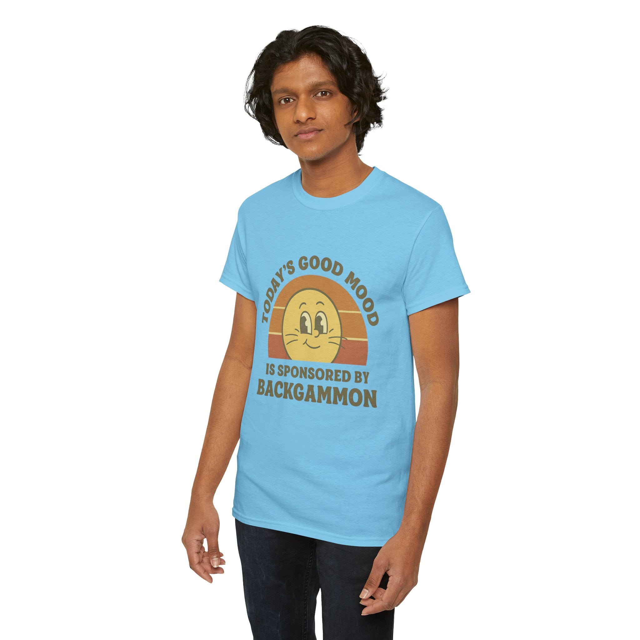 "Today’s Good Mood Is Sponsored by Backgammon" T-Shirt | Retro Smiley Tee