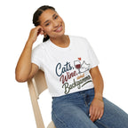 Cats, Wine & Backgammon T-Shirt — Funny Cat Lover Graphic Tee